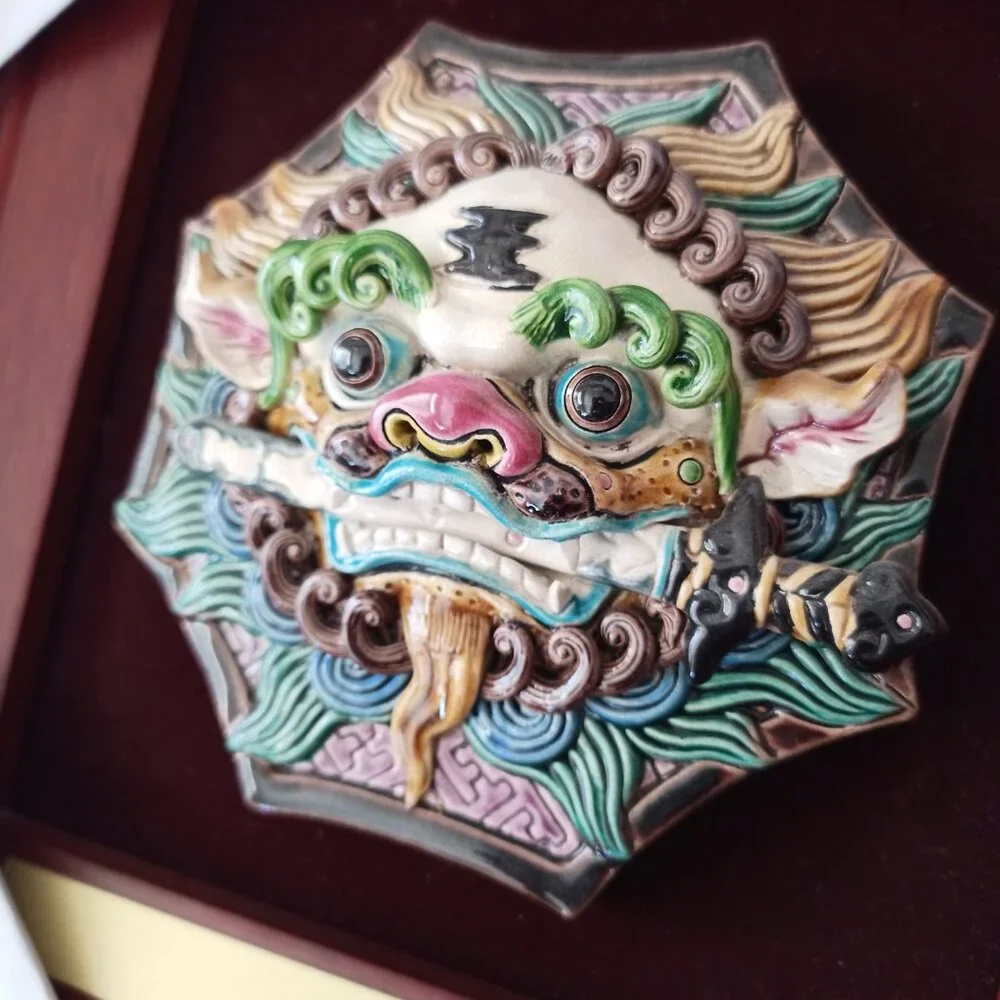 vintage collectable Koji pottery Komainu ceramic sculpture Taiwan